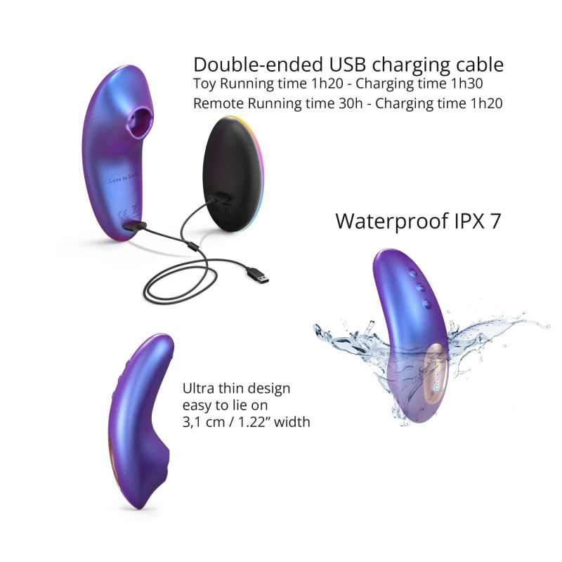 Пульт дистанційного керування для вакуумного кліторального стимулятора Love To Love DREAMER – IRIDESCENT NIGHT, простий у використанні