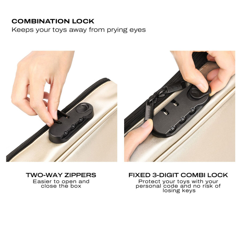 Відкритий кейс Dorcel DISCREET BOX LUXURY GOLD, демонстрація внутрішнього простору