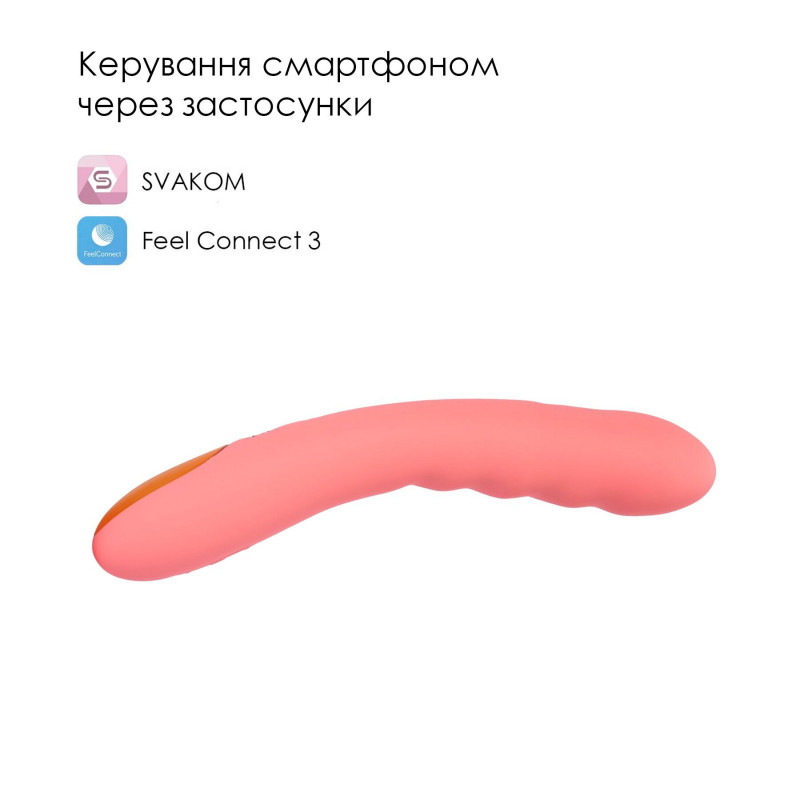 Смарт-вібратор Svakom Ava Neo Peach Pink збоку, демонструє ергономічний дизайн
