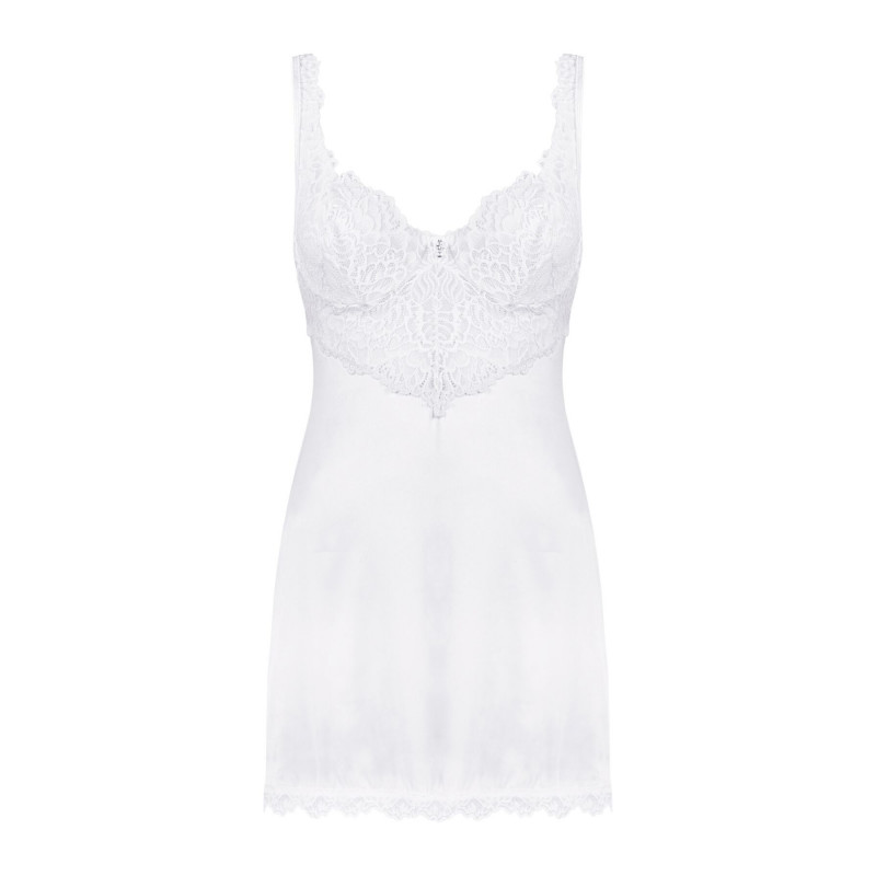 Біла сорочка Obsessive Amor Blanco L/XL та комплект стрінгів, вигляд упаковки