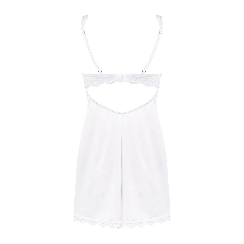 Фрагмент білої сорочки Obsessive Amor Blanco L/XL, детальний вигляд текстури мережива