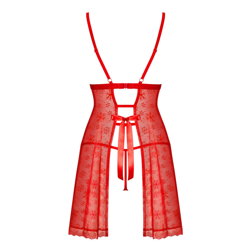 Елегантна сорочка Obsessive Claussica зблизька, акцент на мереживні елементи та вишуканий візерунок