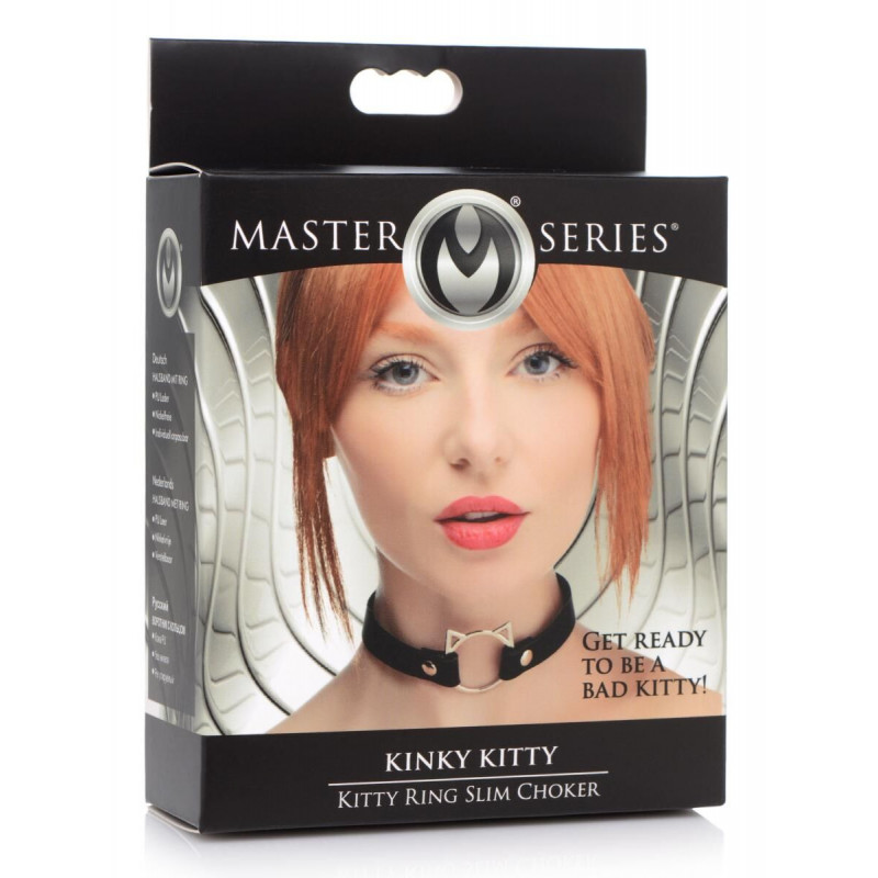 Текстура матеріалу чокера Master Series Kinky Kitty Ring Slim Choker - Black
