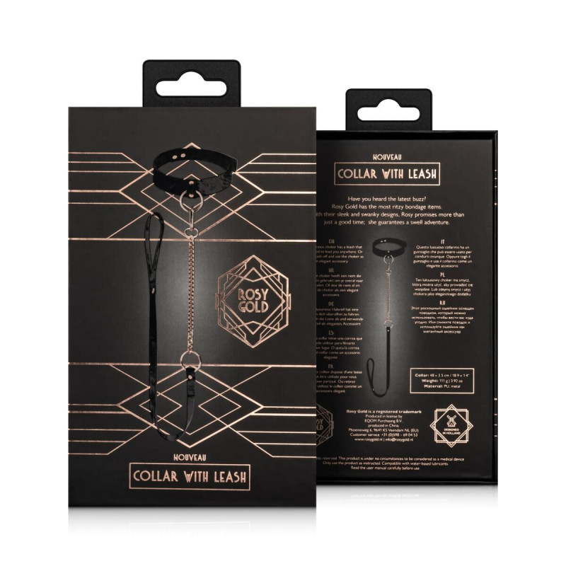 Комплект Rosy Gold Black: нашийник та повідець в дії
