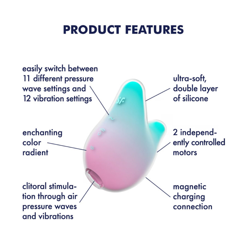 Текстура силіконового покриття вакуумного стимулятора Satisfyer Mermaid Vibes Mint/Pink, м'яка та приємна на дотик