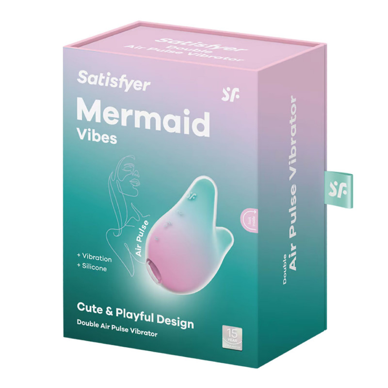 Детальний вигляд вакуумного стимулятора Satisfyer Mermaid Vibes Mint/Pink, демонструє панель керування та отвір вакуумної камери
