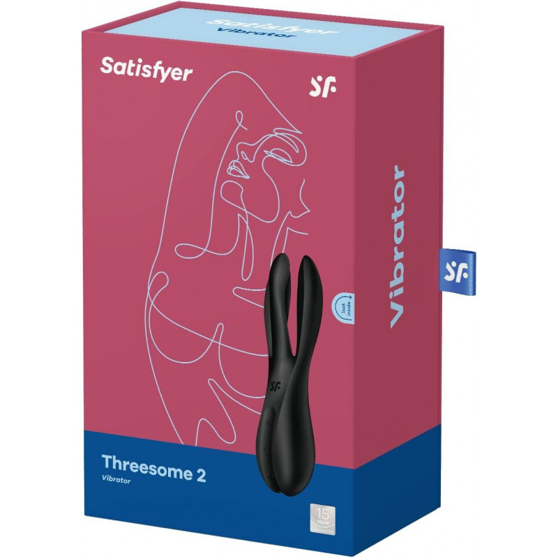 Satisfyer Threesome 2 Black – демонструє деталі дизайну та кнопкове керування