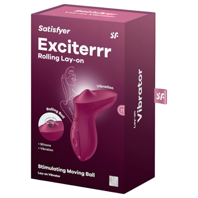 Вібратор Satisfyer Exciterrr Berry Berry крупним планом – елементи управління