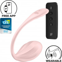 Смарт-віброяйце Satisfyer Ribbed Petal Connect App Rose, керування зі смартфона та пульт ДК