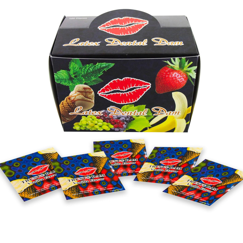 Упаковка латексних серветок ONE Latex Dental Dams Vanilla, 100 шт, з білим логотипом