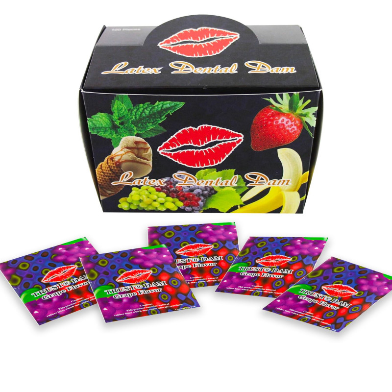Дентальні серветки ONE Latex Dental Dams Grape 100 шт, вид збоку, демонстрація форми та текстури