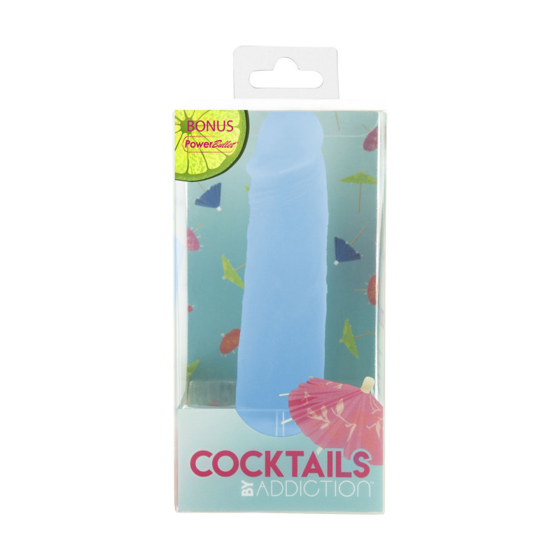 Загальний вигляд фалоімітатора ADDICTION Cocktails Blue Lagoon, розміри, синій відтінок