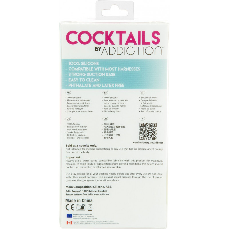 Фалоімітатор ADDICTION Purple Cosmo, розміри