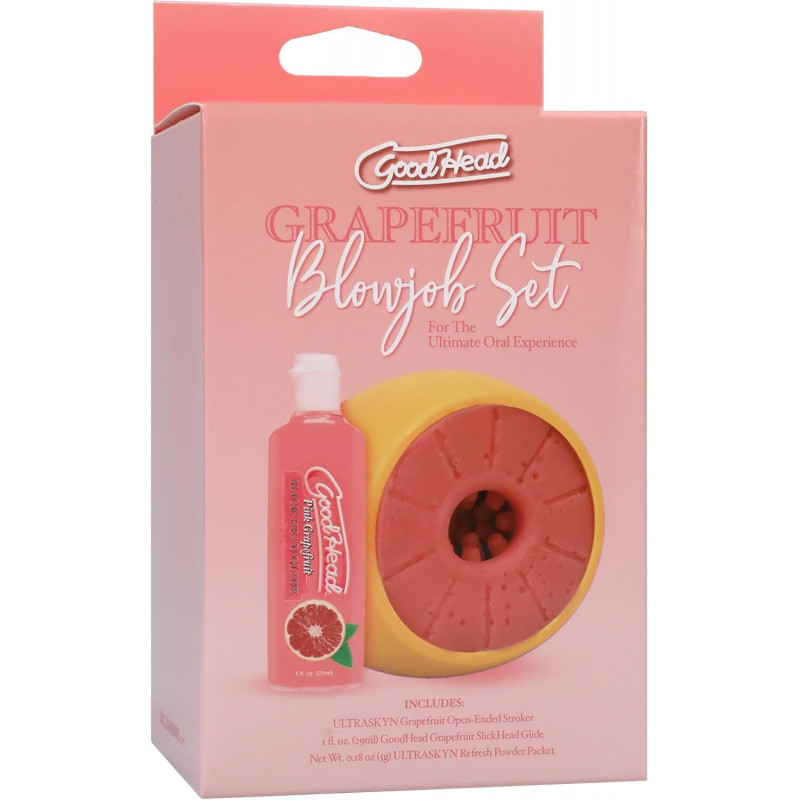 Набір Doc Johnson GoodHead Grapefruit (жовтий) у відкритому вигляді, деталі комплектації