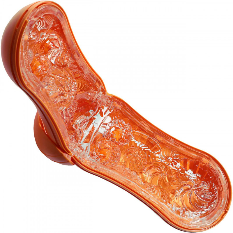 Мастурбатор Tenga Flip Orb Sunset Orange - вигляд збоку, демонстрація гнучкої структури