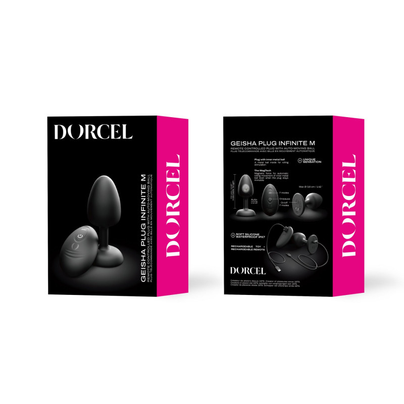 Анальна вібропробка Dorcel GEISHA PLUG INFINITE M: демонстрація розміру та пропорцій