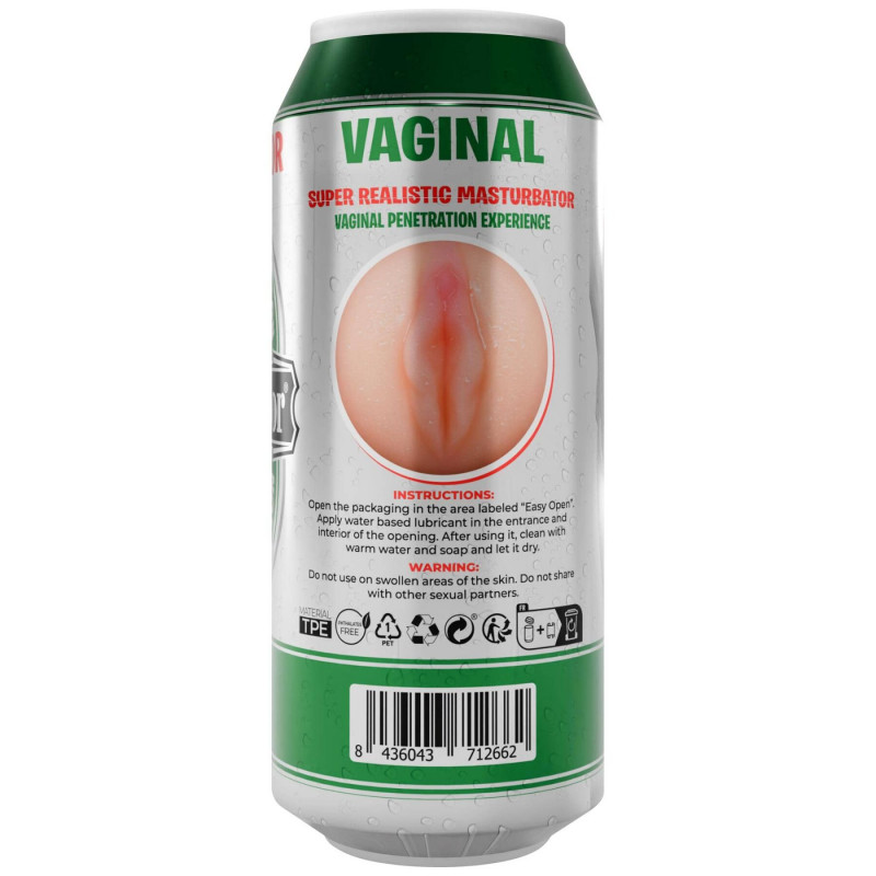 Задня частина мастурбатора-вагіни Alive Heineken Vagina II з елементами дизайну банки пива
