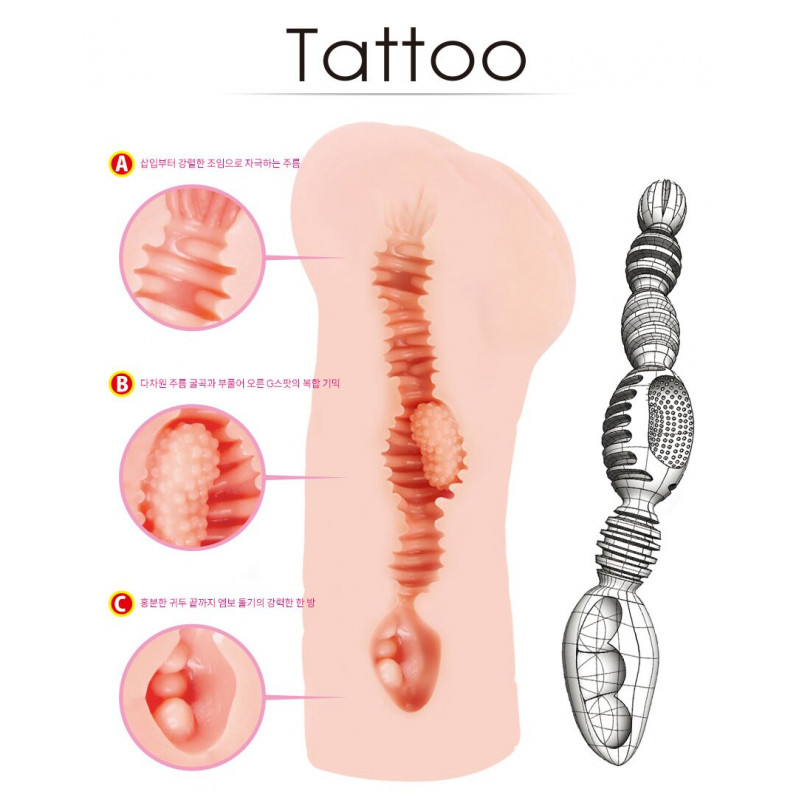 Упаковка вагінального мастурбатора Kokos Tattoo, стильний дизайн бренду Kokos