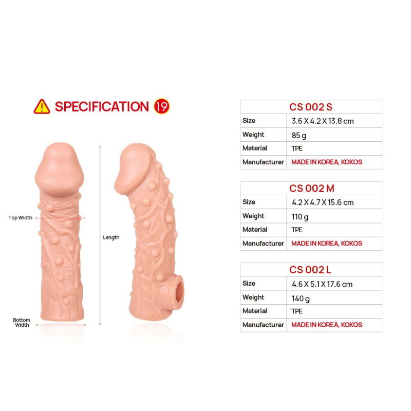 Макро-текстура насадки Kokos Cock Sleeve CS 002 розмір M, реалістичні виступи