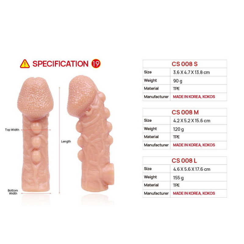Насадка на член Kokos CS 008 M (Розмір M) – розмір та форма