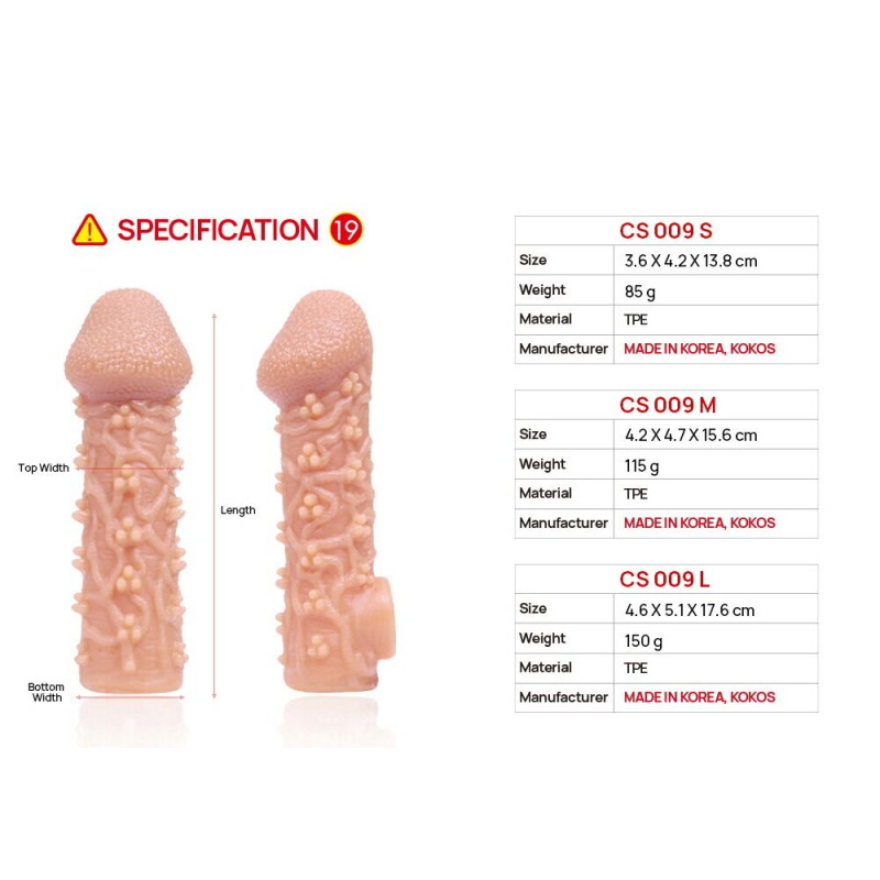 Насадка Kokos Cock Sleeve CS 009 L в дії (ілюстрація), збільшення розміру