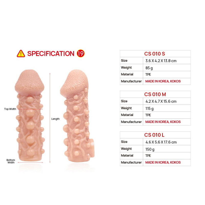 Комплектація насадки для члена Kokos Cock Sleeve CS 010 L