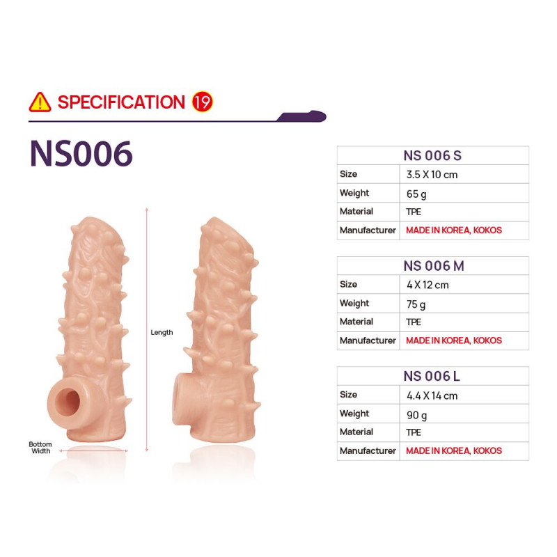 Текстура та матеріал Насадки на член Kokos Nude Sleeve NS 006 L