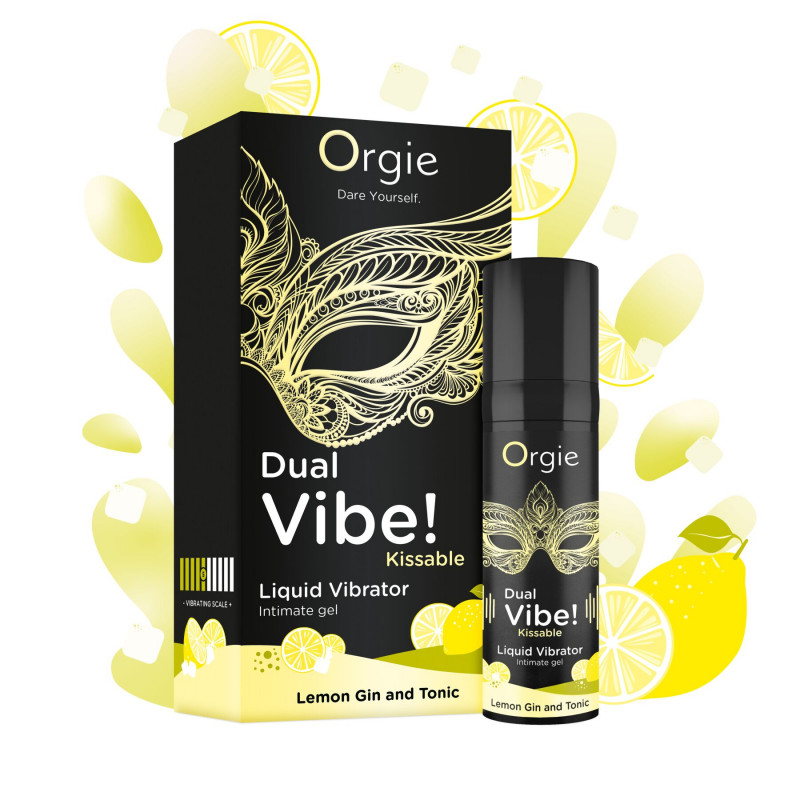 Рідкий вібратор Orgie Dual Vibe! Lemon Gin And Tonic Kissable Liquid Vibrator - вигляд збоку, зручна форма