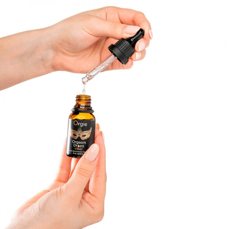 Упаковка збуджувальних крапель Orgie Orgasm Drops Vibe! 15 мл
