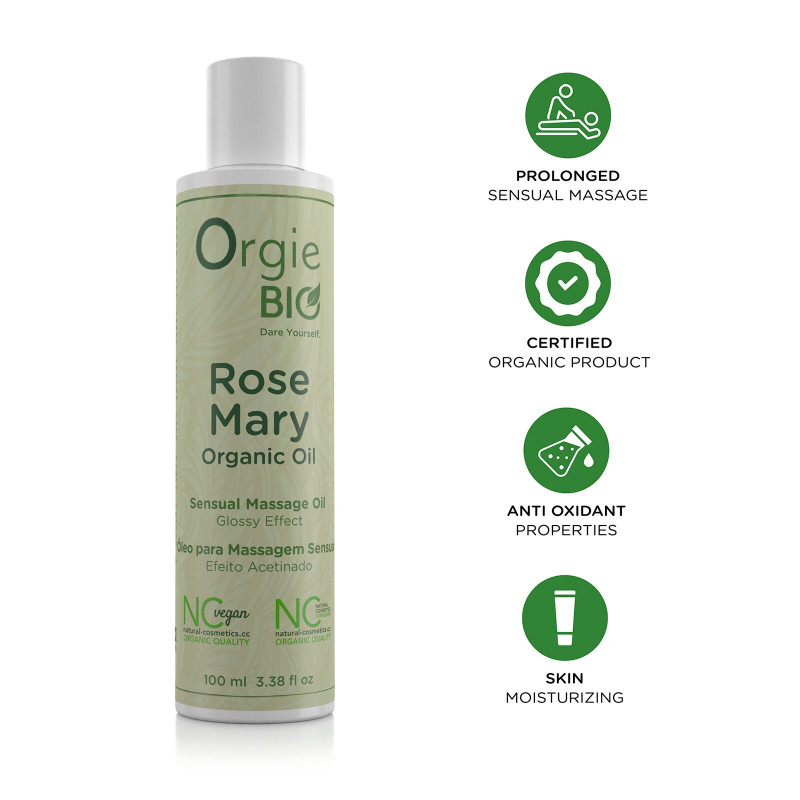 Масажна олія Orgie Bio Rosemary Organic Oil 100 мл (SX1535) - вигляд збоку, демонстрація консистенції