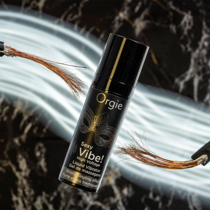 Текстура рідкого вібратора Orgie Sexy Vibe High Voltage 15 мл, демонстрація на шкірі