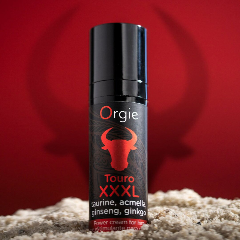 Текстура крему Orgie Touro XXXL Power Cream, нанесене на пальці