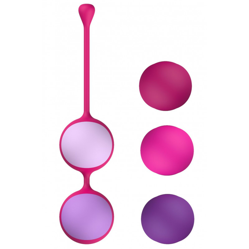 Набір вагінальних кульок Liebe Kewos Cerise/Candy Violet, вигляд збоку, демонструє розміри