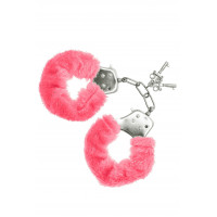 Наручники S Pleasures Furry Cuffs Pink, пушистые, 2 ключа