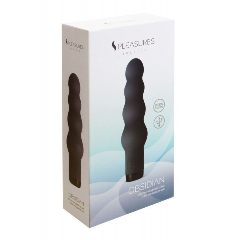 Упаковка вібратора S Pleasures Bullets Obsidian, демонстрація комплектації