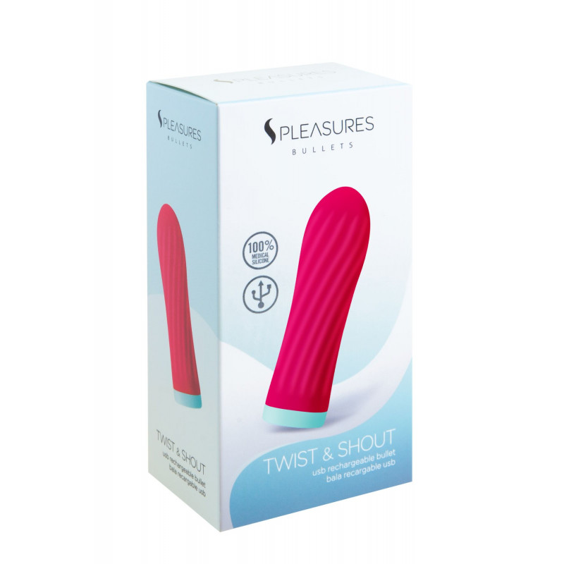 Упаковка віброкулі S Pleasures Bullets Twist & Shout Cerise, яскраво-рожева, з акцентом на текстуру