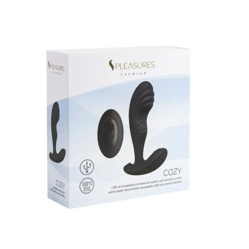 Вібромасажер простати S Pleasures Premium Cozy чорний, показано 10 режимів вібрації