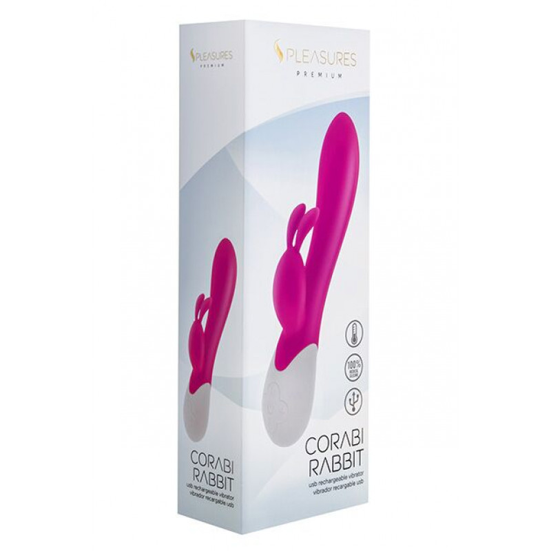 Упаковка вібратора-кролика S Pleasures Premium Corabi Rabbit, рожевий, комплект поставки, презентабельний дизайн