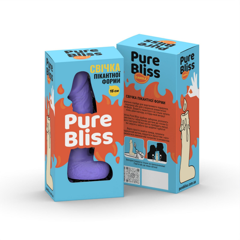 Розмір свічки Pure Bliss MINI Violet 15 см, показано пропорційно.