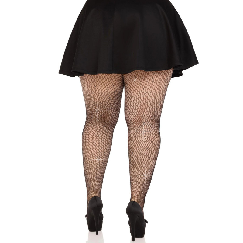 Упаковка колготок Leg Avenue Rhinestone micro net tights Plus size Black