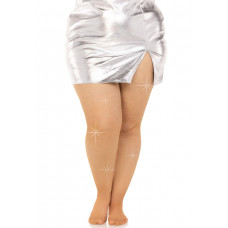 Колготки Leg Avenue мікро сітка зі стразами Plus size Caramel