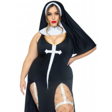 Костюм монашки-грешницы Leg Avenue Sultry Sinner 1X-2X, платье, головной убор, воротник — Keks-Hub