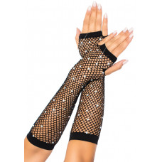 Мітенки Leg Avenue Rhinestone Fishnet Arm Warmers Black — Keks-Hub