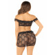 Комплект Leg Avenue Bow Net Ruffle Trimmed Bra Top and Skirt One Size, Black - вигляд збоку
