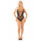 Боді Leg Avenue Rhinestone Net and Lace Bodysuit, чорне, зі спини, демонструючи виріз