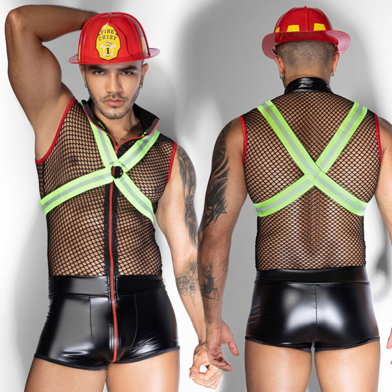 Сексуальний чоловічий еротичний костюм пожежного JSY 9152, демонструє чоловічу фігуру