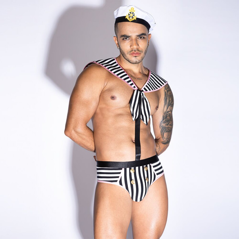 Чоловічий еротичний костюм морячка JSY 9153: вид ззаду, елементи дизайну