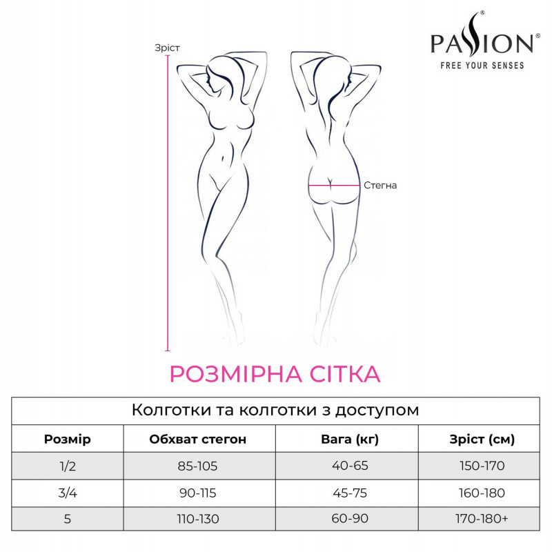 Текстура колготок Passion TIOPEN 027 1/2 (20 den), чорні - 20 den
