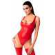 Боді Noir Handmade F352 Red Powerwetlook Body XXL - вид збоку, підкреслює фігуру, глянцевий ефект.