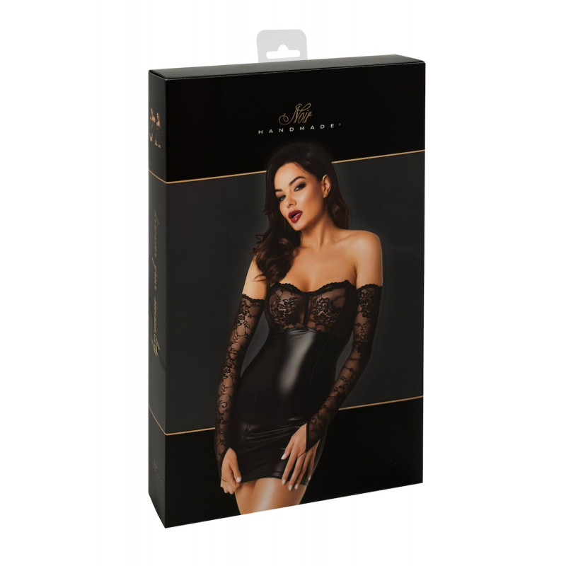 Сукня Noir Handmade F340 з рукавичками: модель у повний зріст - стиль та грація